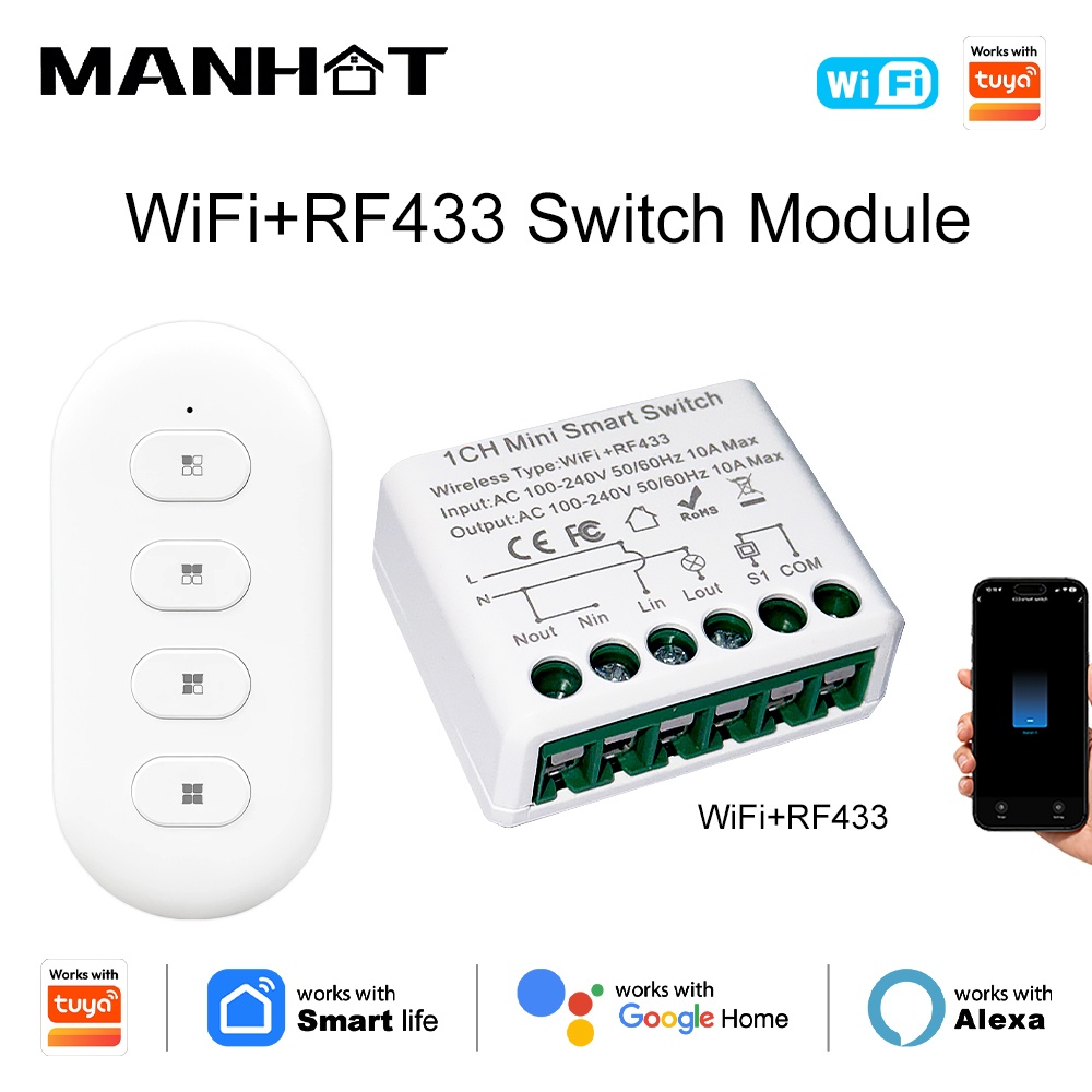 Diy Home Automation Controller - Interrupteurs intelligents Tuya WIFI 10A, interrupteurs