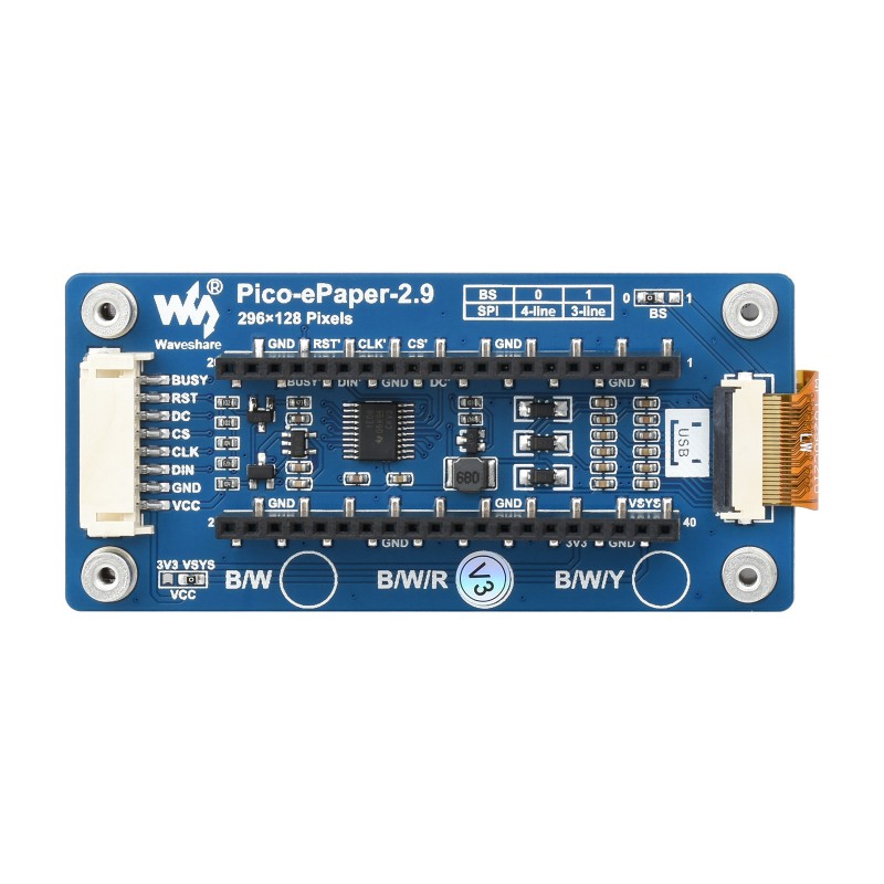 Display Epaper 2.9 - Waveshare Pico-ePaper-2.9-B, module d'affichage E-Paper E-Ink