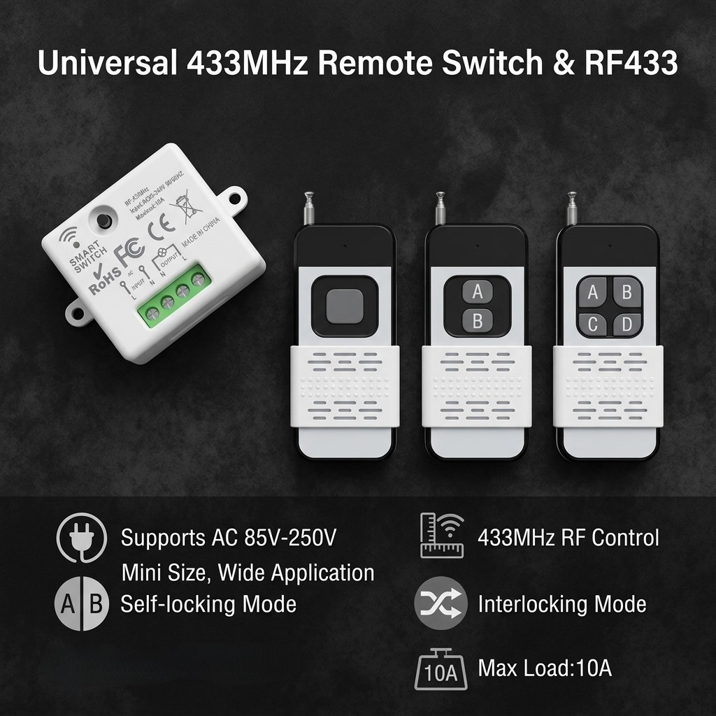 433Mhz Receiver Module - Interrupteur sans fil 220V 1CH avec
