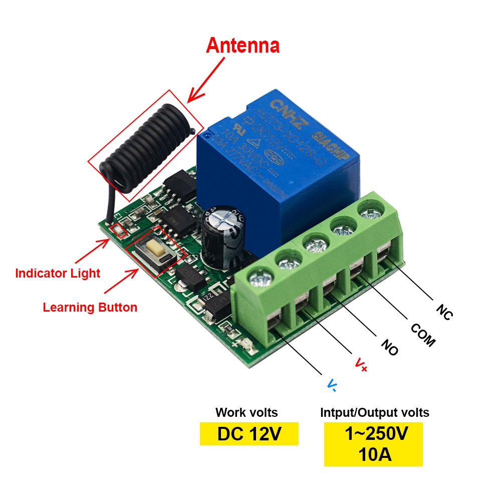 QIACHIP 433MHz DC 12V commutat - 433Mhz Receiver Module avis et prix
